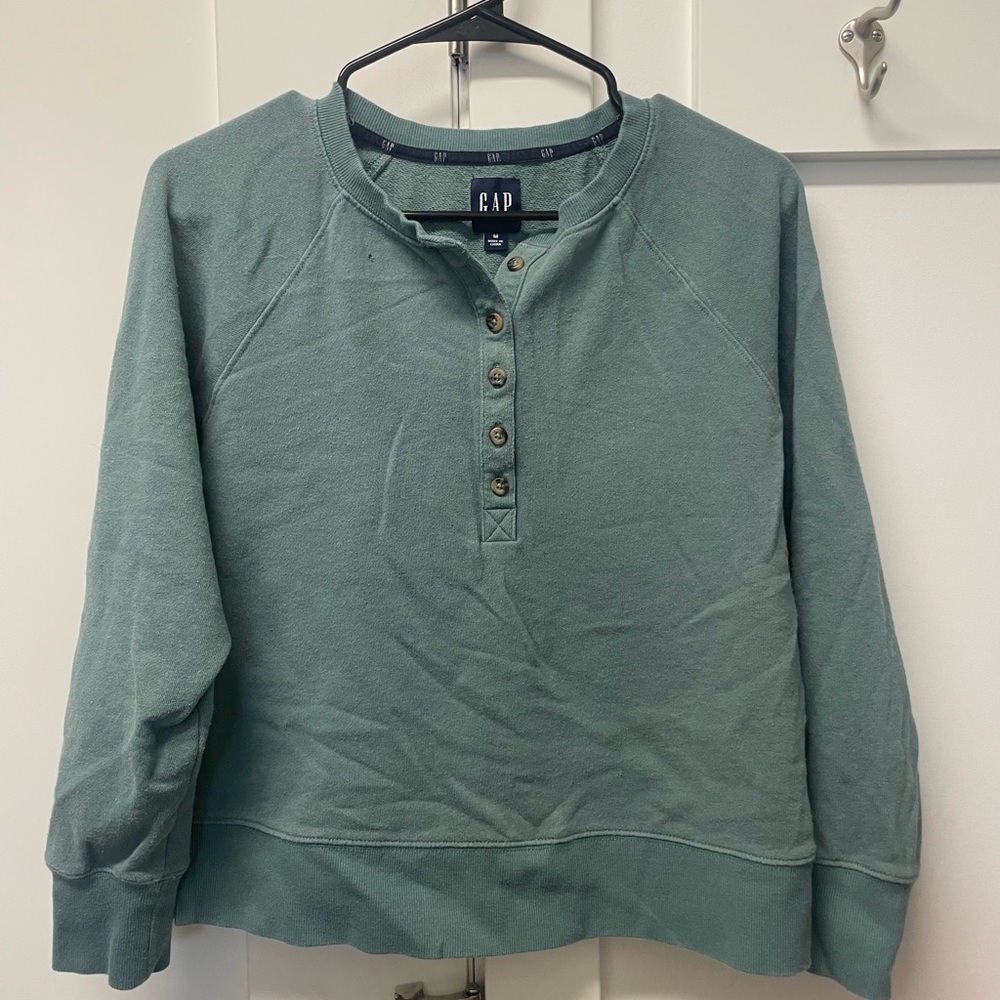 GAP Teal Textured Knit Sweater